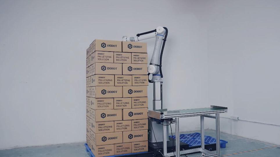 An end-of-line palletizing solution using a Dobot CR20A