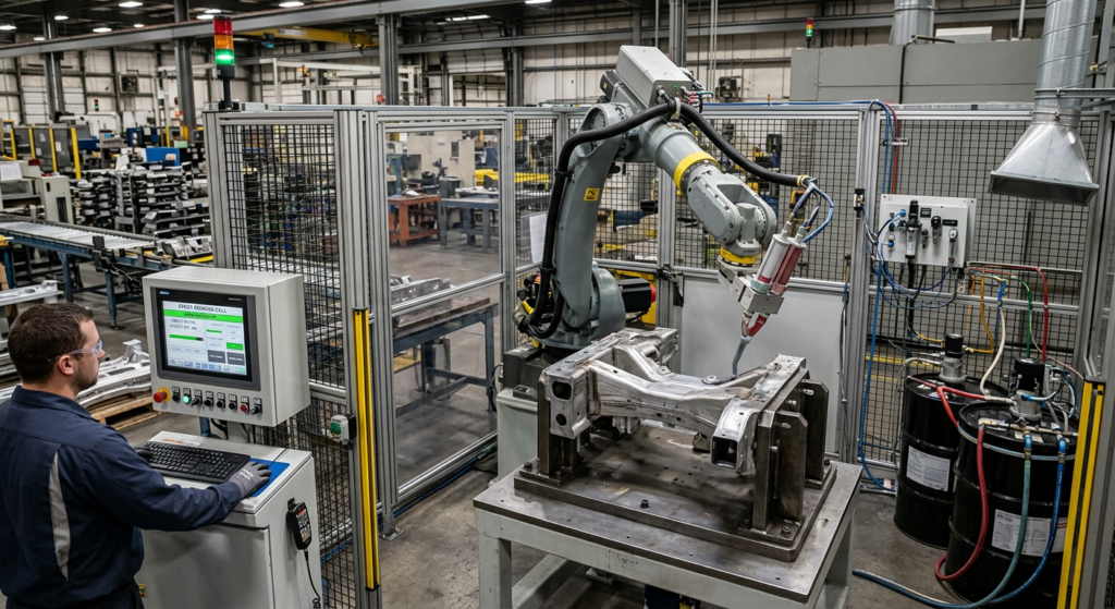 Robust epoxy dispensing cell in an industrial setting
