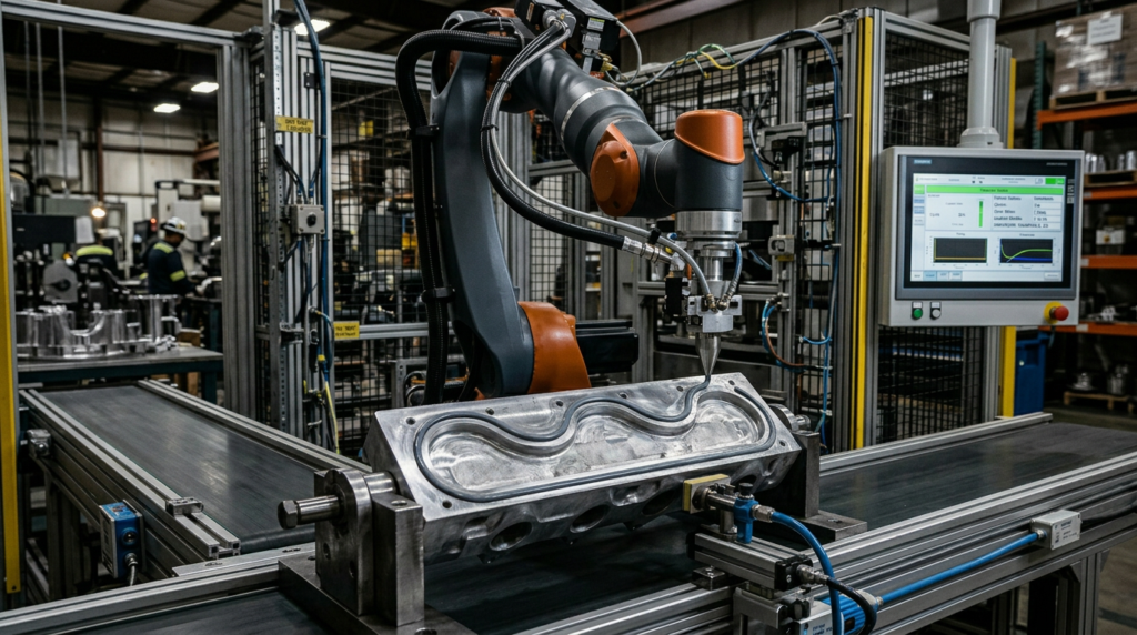 Automated in form gaskets in a industrial setting